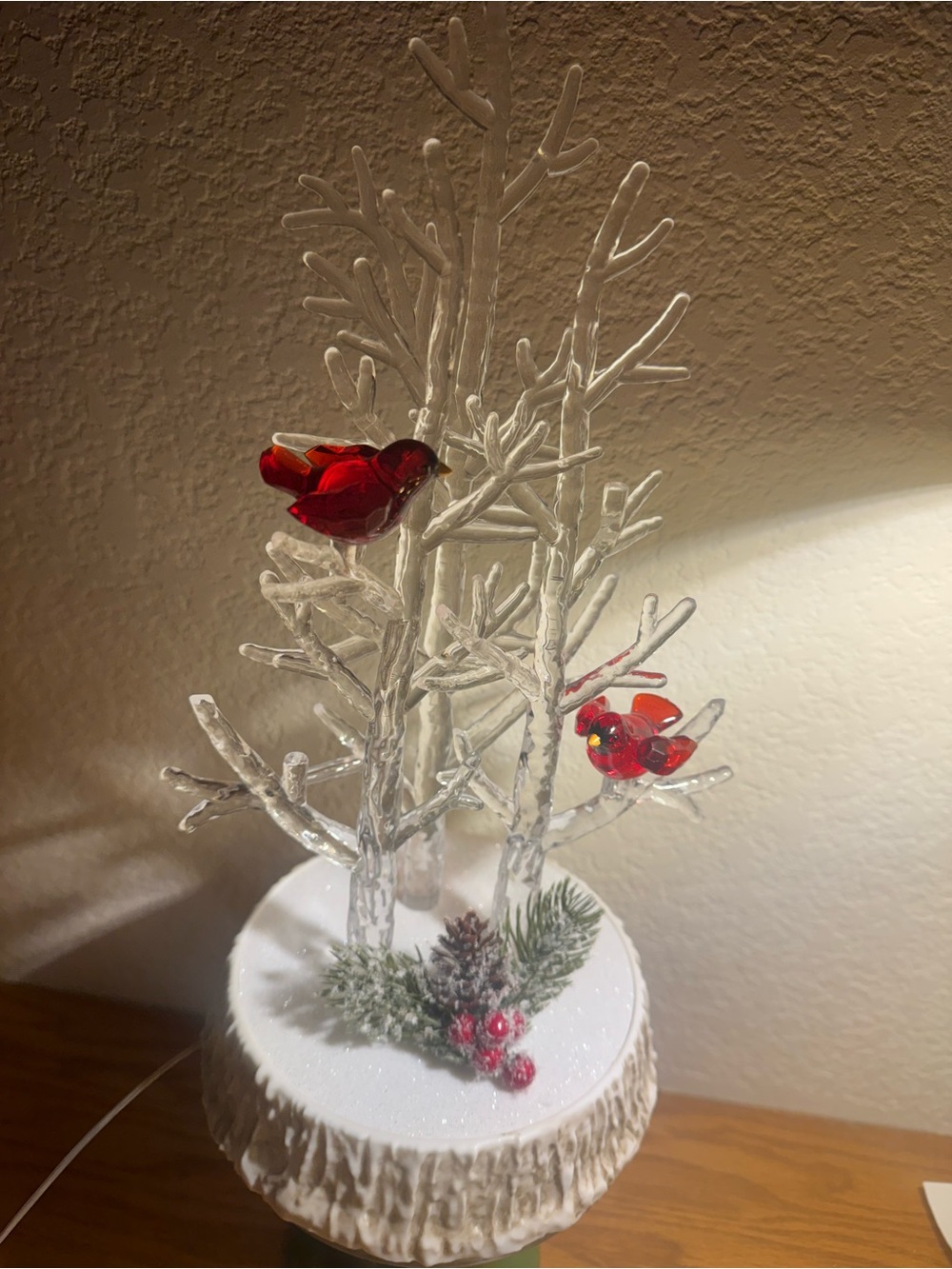 Holiday LED White Branch Tree with Red Bird Ornaments - Unbranded